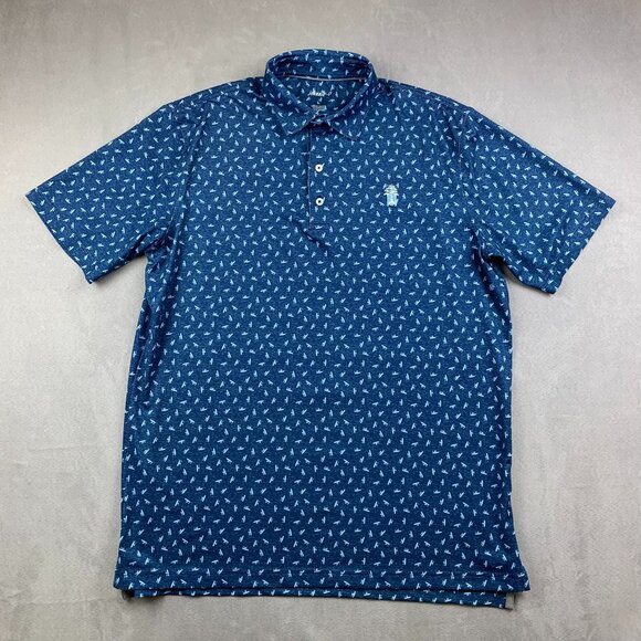 Johnnie-O Mens Shirt Large Lake Blue Titus Polo Prep-Formance Surfer Surfboard - Picture 1 of 9